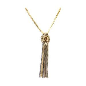 Thalia Sodi Two-Tone Yellow Stone Fringe L Gold Neacklace NWOT